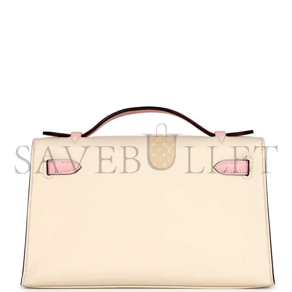 HERMÈS MASTER KELLY POCHETTE NATA AND ROSE SAKURA SWIFT (22*14*7cm) 